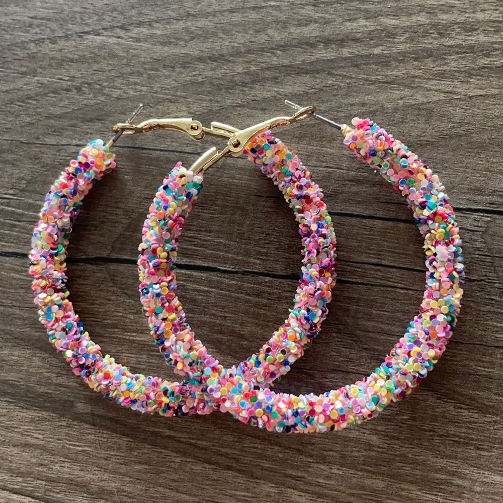 Multicolored Sparkly Hoop Earrings